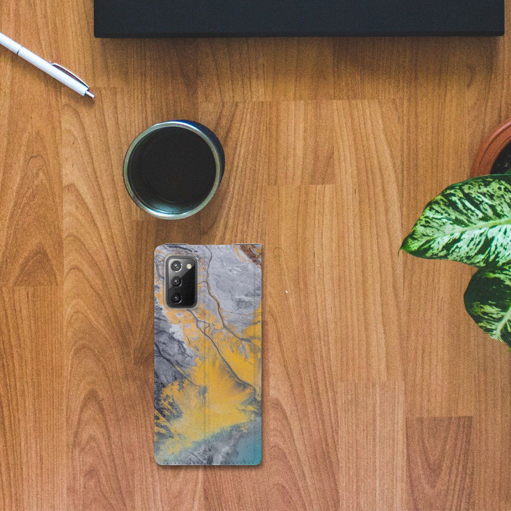 Samsung Galaxy Note20 Standcase Marble Blue Gold - B2C Telecom