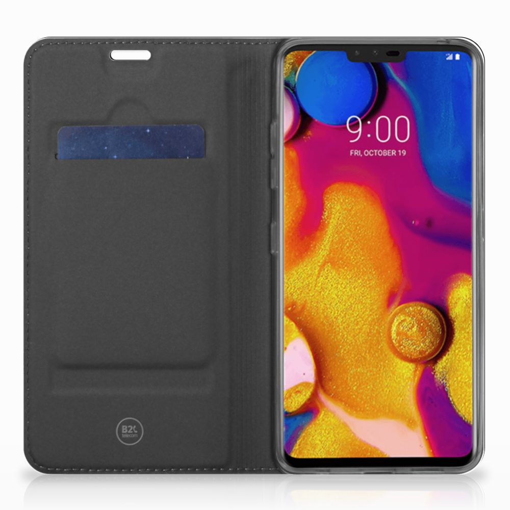 LG V40 Thinq Hoesje met Magneet Geruit Rood