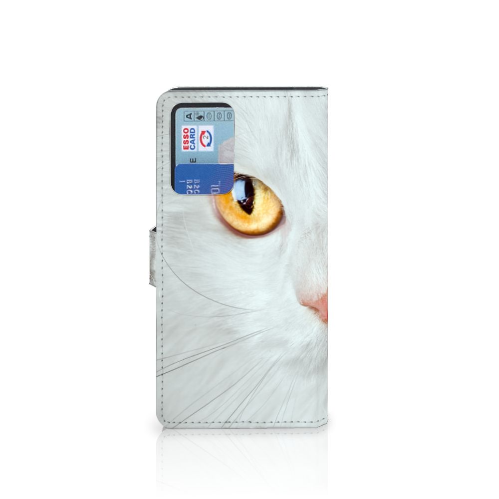 Xiaomi Redmi Note 10 Pro Telefoonhoesje met Pasjes Witte Kat