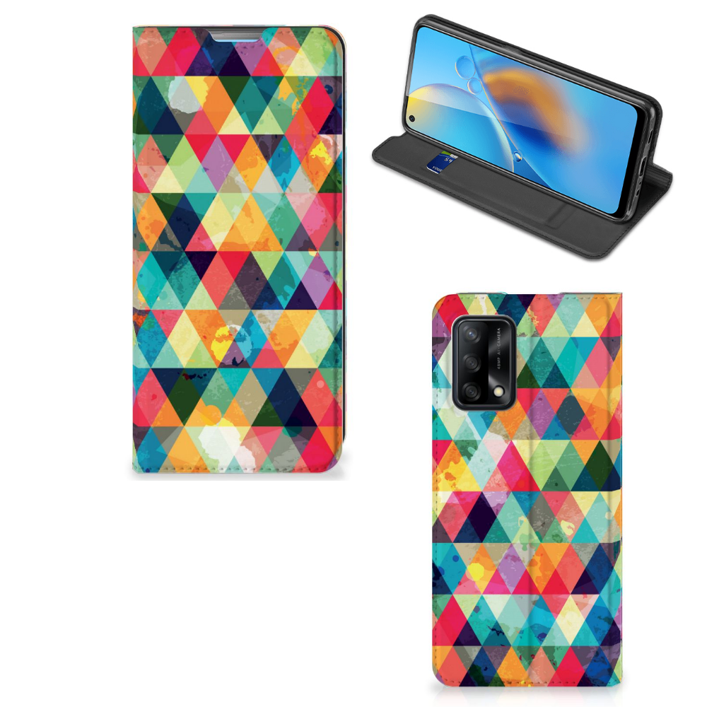 OPPO A74 4G Hoesje met Magneet Geruit - B2C Telecom