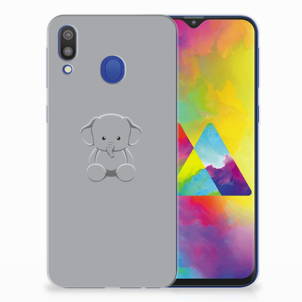Samsung Galaxy M20 (Power) Telefoonhoesje met Naam Grijs Baby Olifant