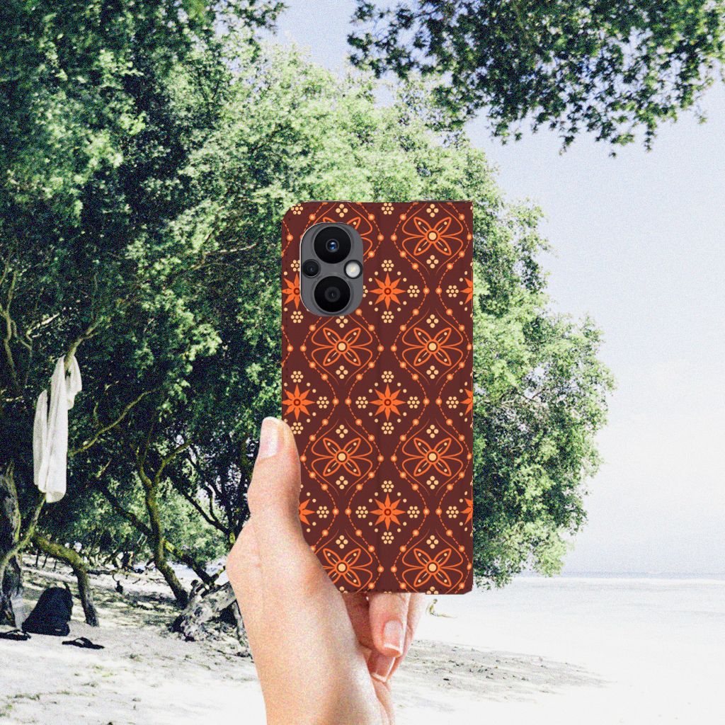 OPPO Reno8 Lite Hoesje met Magneet Batik Brown - B2C Telecom