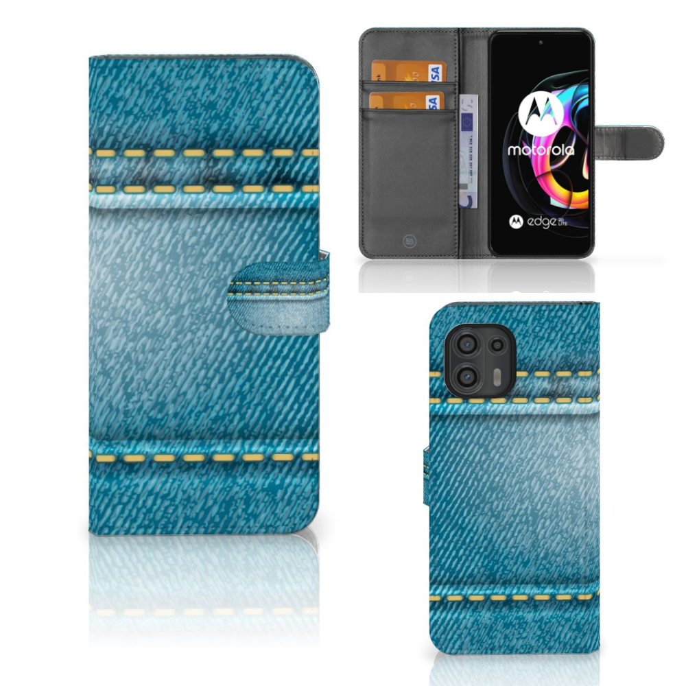 Motorola Edge 20 Lite Wallet Case met Pasjes Jeans
