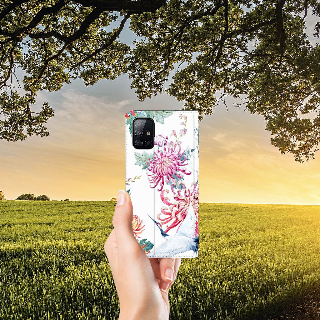 Samsung Galaxy A71 Hoesje maken Bird Flowers - B2C Telecom