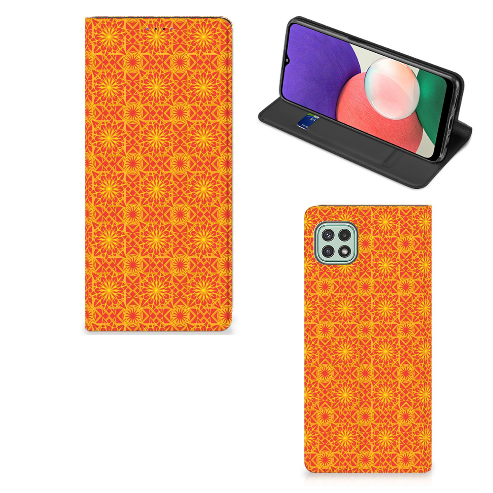 Samsung Galaxy A22 5G Hoesje met Magneet Batik Oranje - B2C Telecom