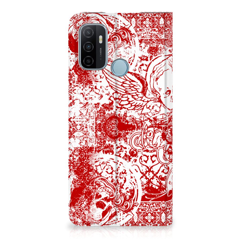 Mobiel BookCase OPPO A53 | A53s Angel Skull Rood - B2C Telecom