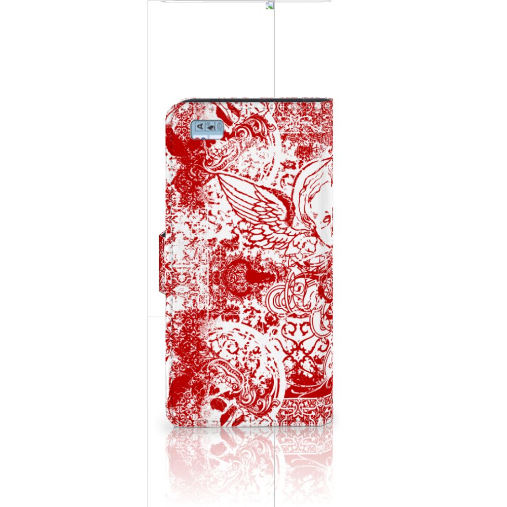 Telefoonhoesje met Naam Huawei Ascend P8 Lite Angel Skull Rood