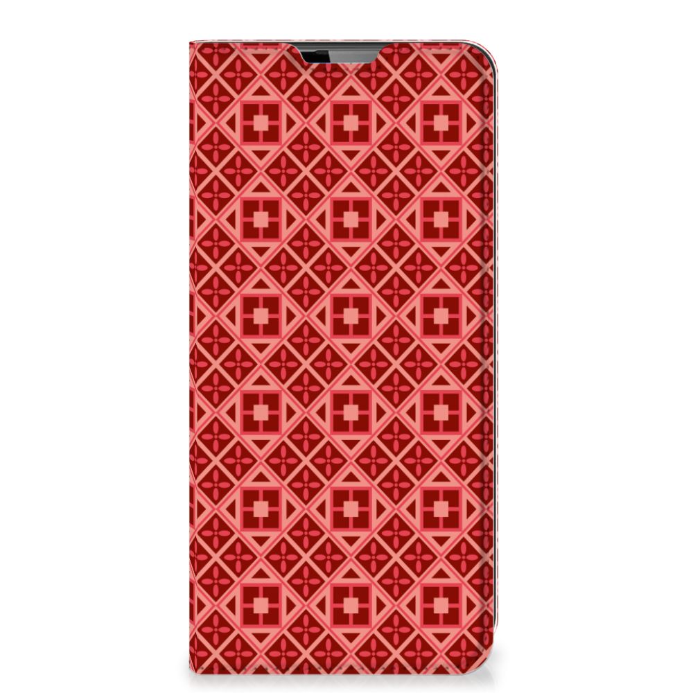 Motorola Moto G9 Plus Hoesje met Magneet Batik Rood - B2C Telecom