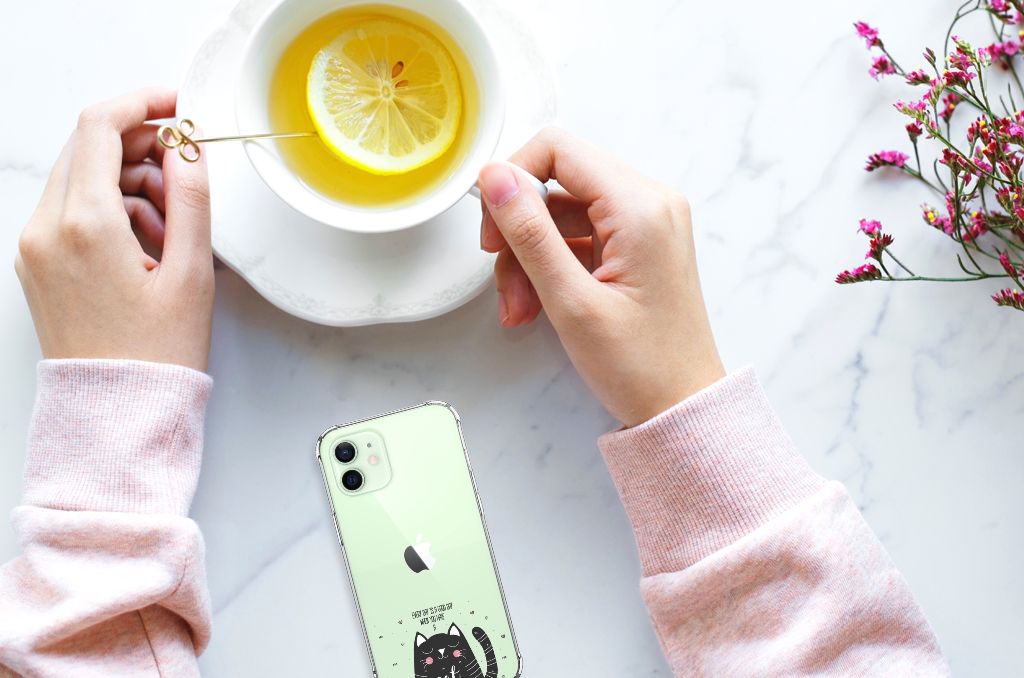 iPhone 12 Mini Stevig Bumper Hoesje Cat Good Day B2C Telecom