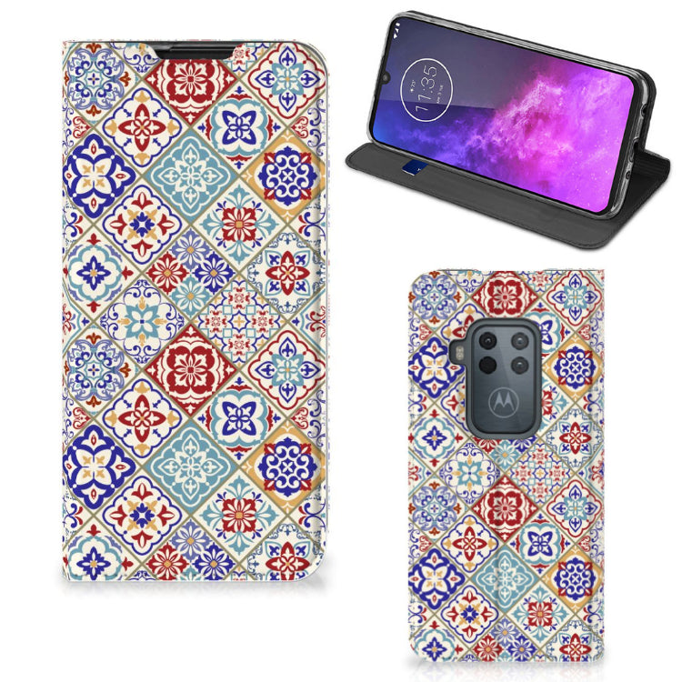 Motorola One Zoom Standcase Tiles Color