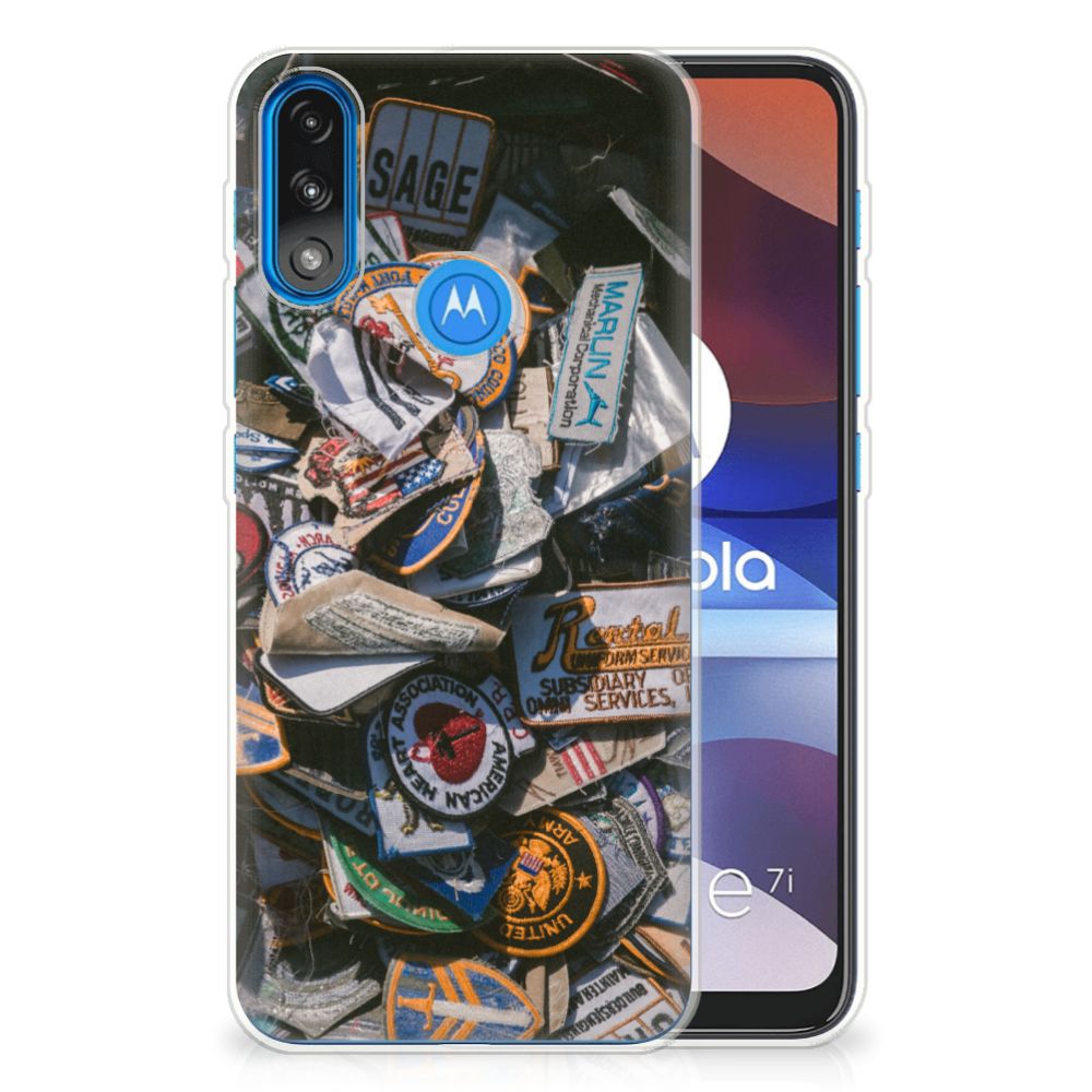 Motorola Moto E7/E7i Power Siliconen Hoesje met foto Badges