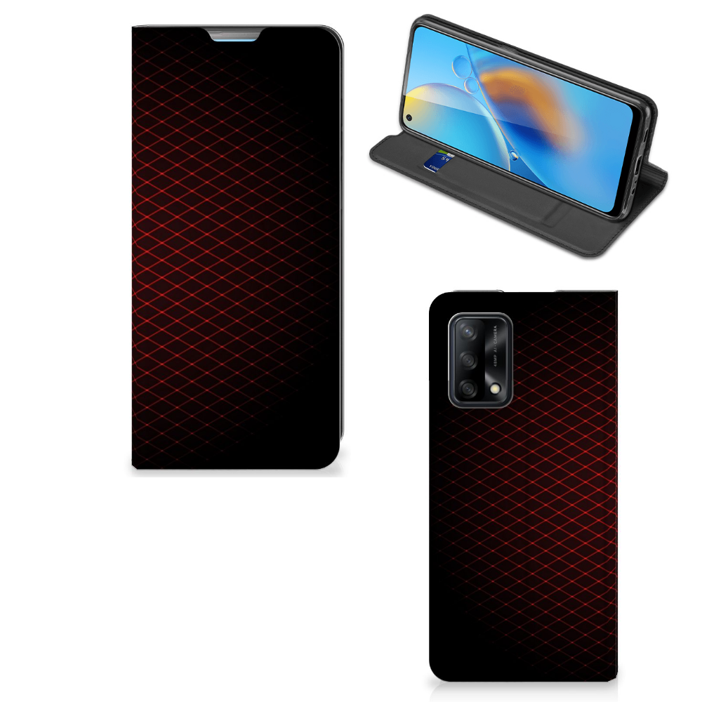 OPPO A74 4G Hoesje met Magneet Geruit Rood - B2C Telecom