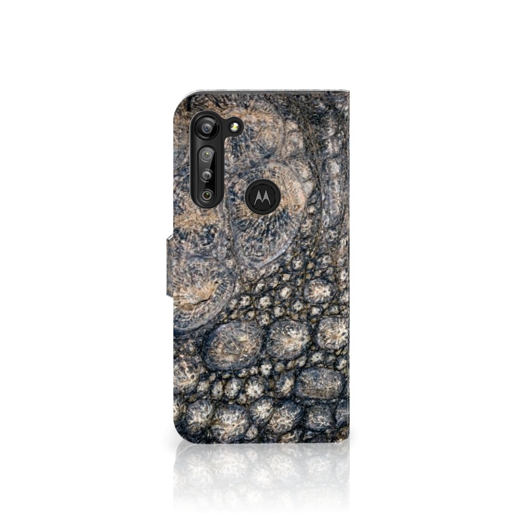 Motorola G8 Power Telefoonhoesje met Pasjes Krokodillenprint