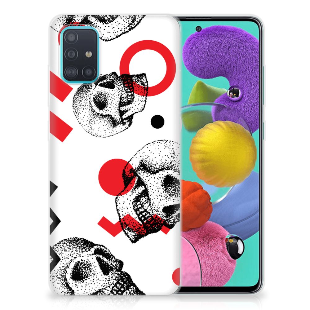 Silicone Back Case Samsung Galaxy A51 Skull Red