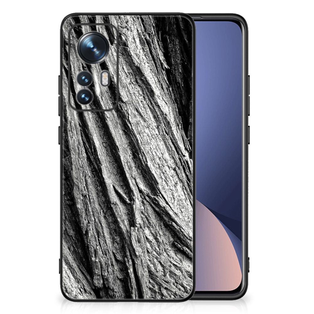 Houten Print Telefoonhoesje Xiaomi 12 | 12X Boomschors Grijs