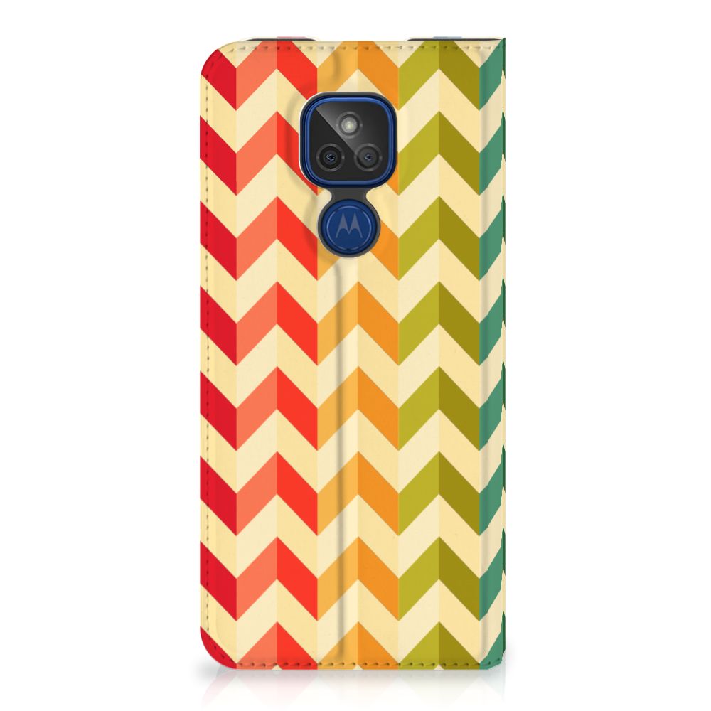 Motorola Moto G9 Play Hoesje met Magneet Zigzag Multi Color - B2C Telecom