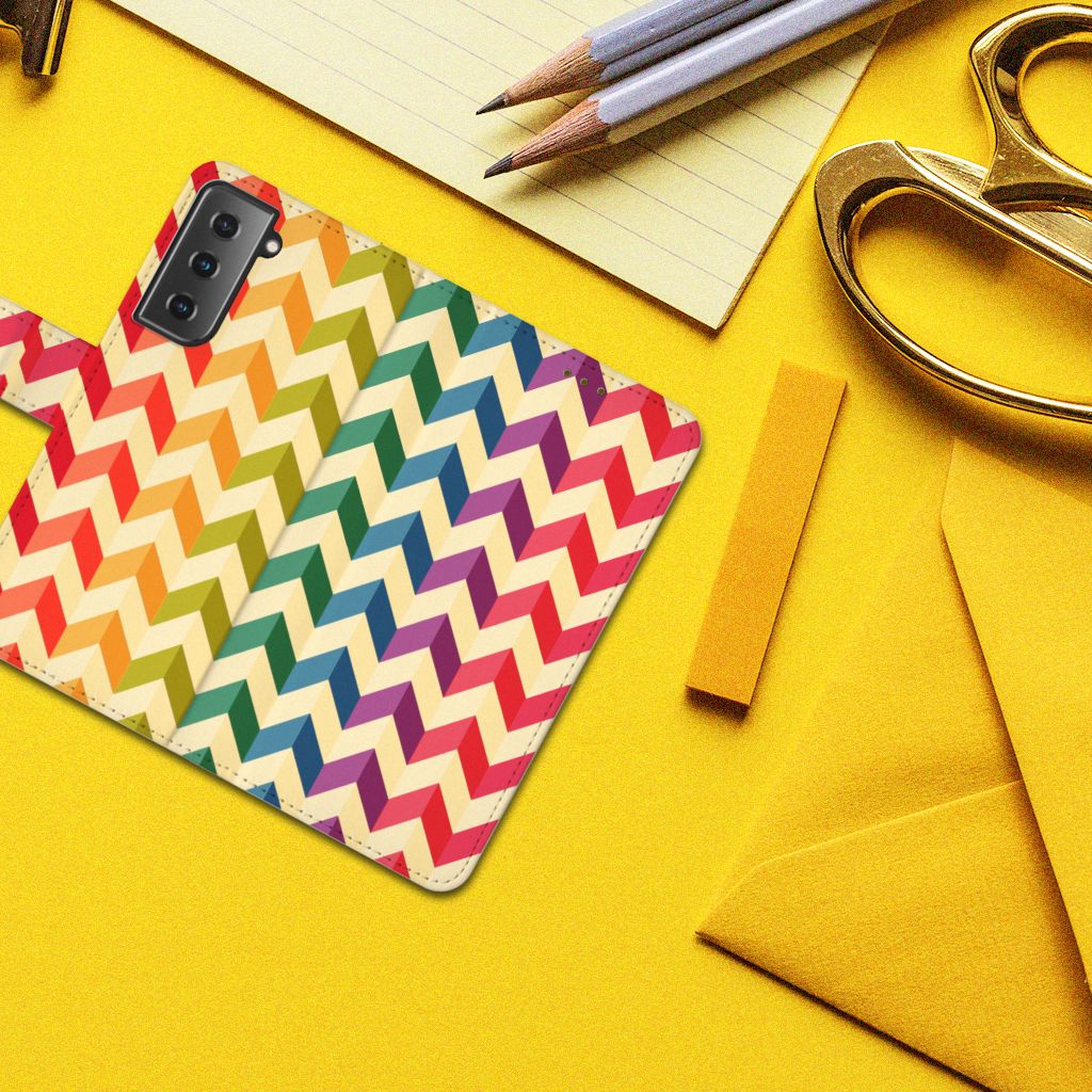 Samsung Galaxy S21 Telefoon Hoesje Zigzag Multi Color