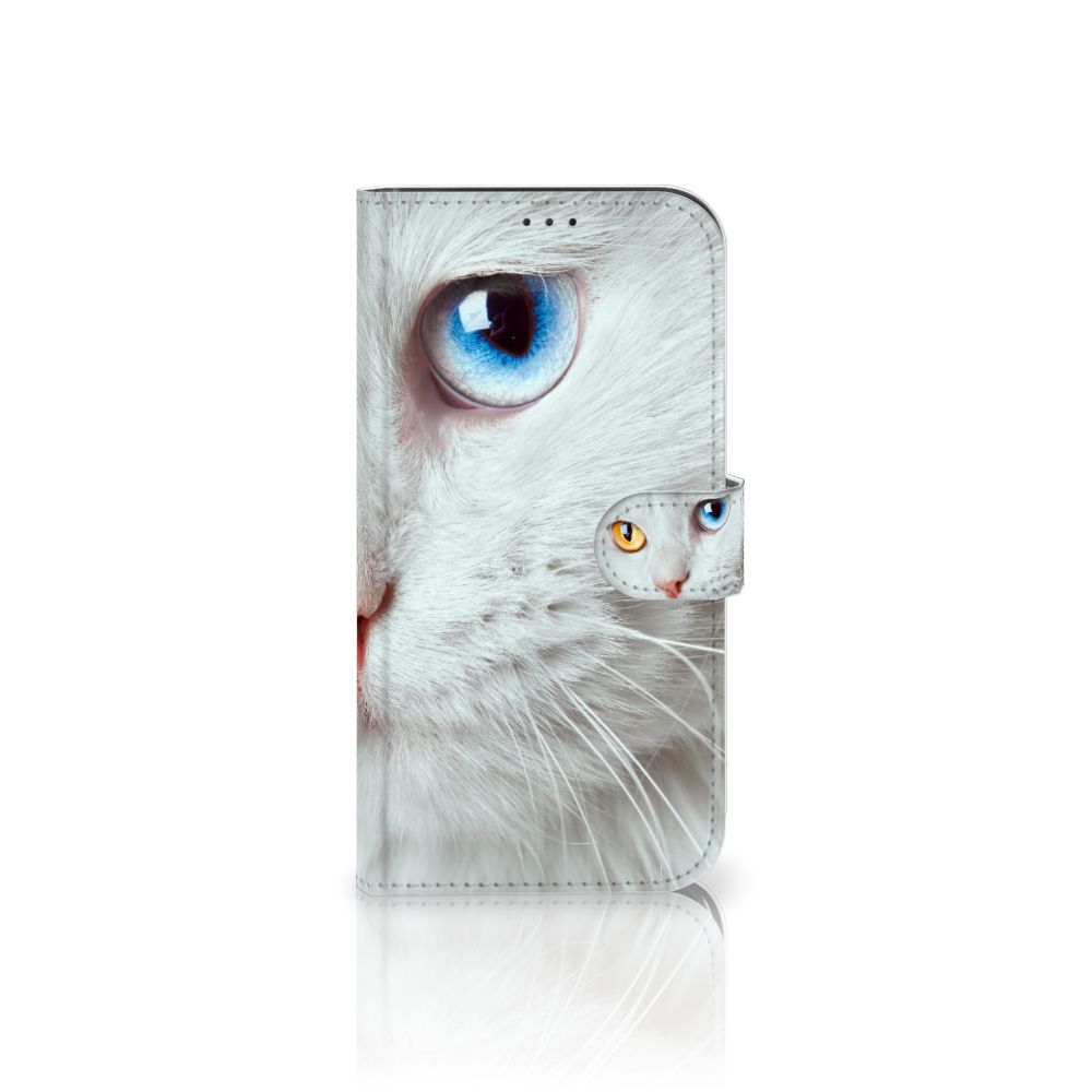 Apple iPhone 12 Pro Max Telefoonhoesje met Pasjes Witte Kat