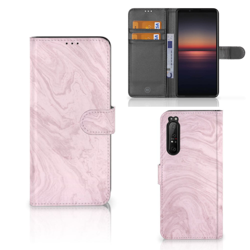 Sony Xperia 1 II Bookcase Marble Pink - Origineel Cadeau Vriendin