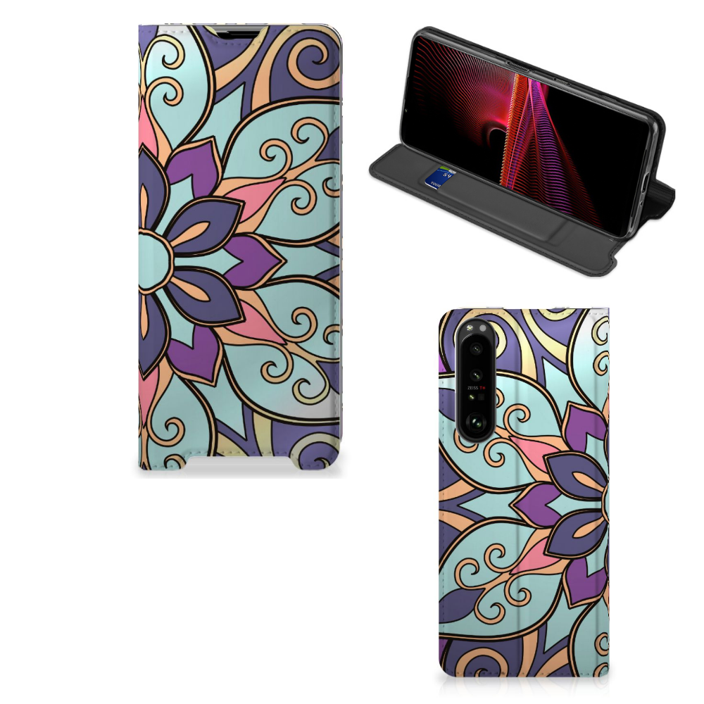 Sony Xperia 1 III Smart Cover Purple Flower - B2C Telecom