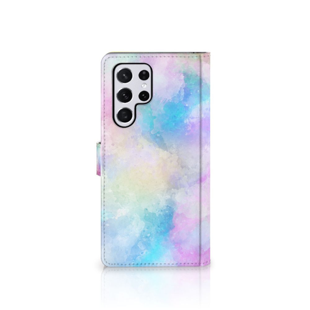 Hoesje Samsung Galaxy S22 Ultra Watercolor Light in pastelkleuren met pasjeshouder.
