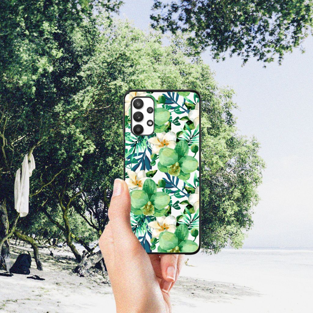 Samsung Galaxy A32 5G Bloemen Hoesje Orchidee Groen B2C Telecom