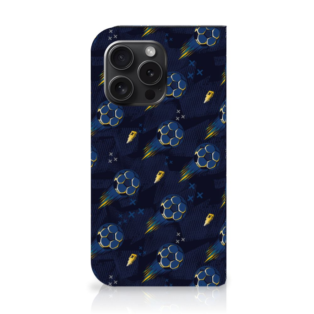 Hoesje met Magneet voor iPhone 15 Pro Voetbal met blauw voetbalpatroon ⚽️