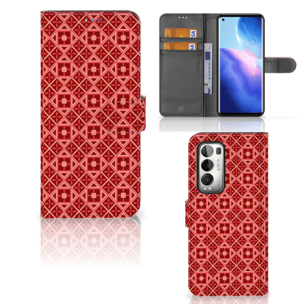 OPPO Find X3 Neo 5G Telefoon Hoesje Batik Rood