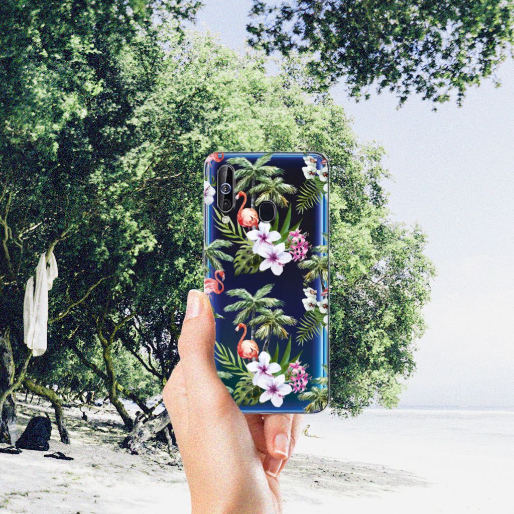 Samsung Galaxy A60 TPU Hoesje Flamingo Palms