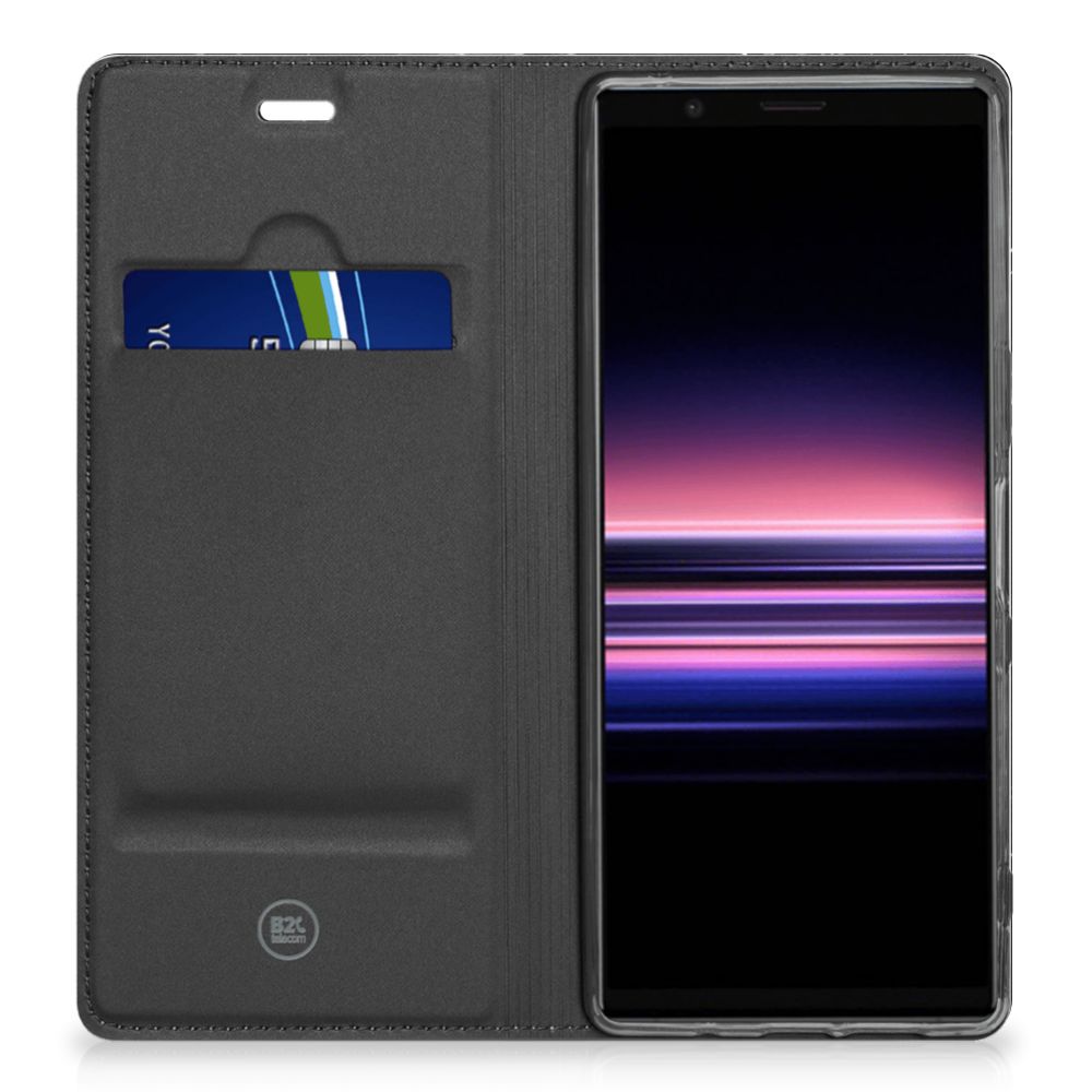 Sony Xperia 5 Standcase Marmer Zwart - Origineel Cadeau Vader