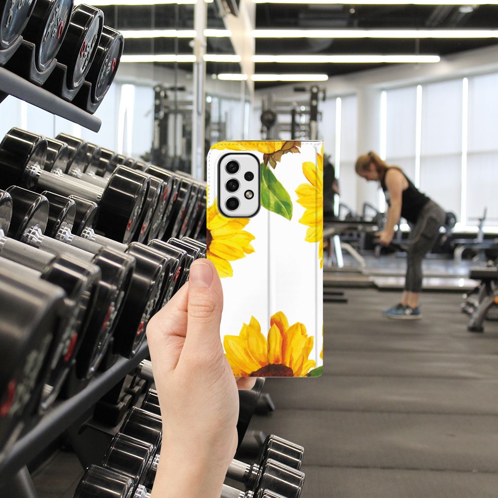 Smart Cover voor Samsung Galaxy A23 Zonnebloemen - B2C Telecom