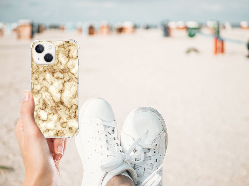 iPhone 13 Anti-Shock Hoesje Marmer Goud B2C Telecom