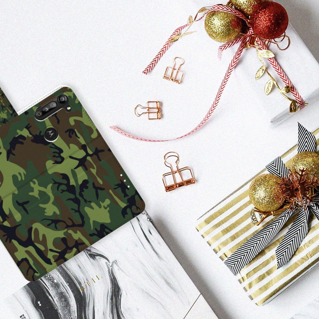 Motorola G8 Power Telefoon Hoesje Army Dark