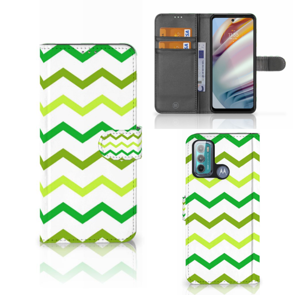 Motorola Moto G60 Telefoon Hoesje Zigzag Groen