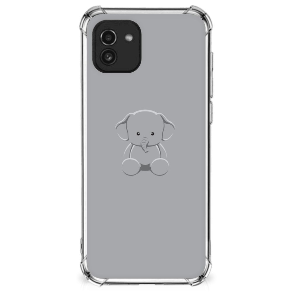 Samsung Galaxy A03 Stevig Bumper Hoesje Grijs Baby Olifant