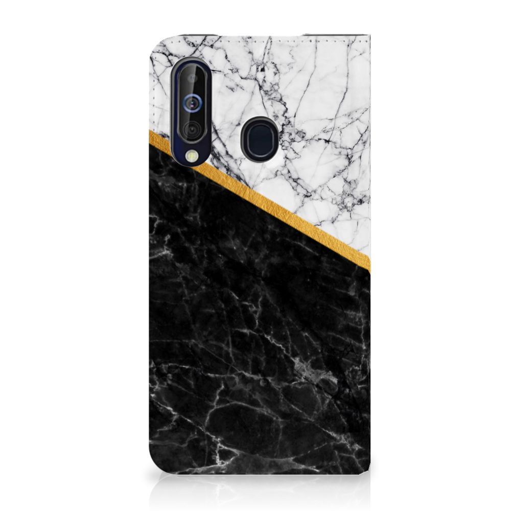 Samsung Galaxy A60 Standcase Marmer Wit Zwart - Origineel Cadeau Man
