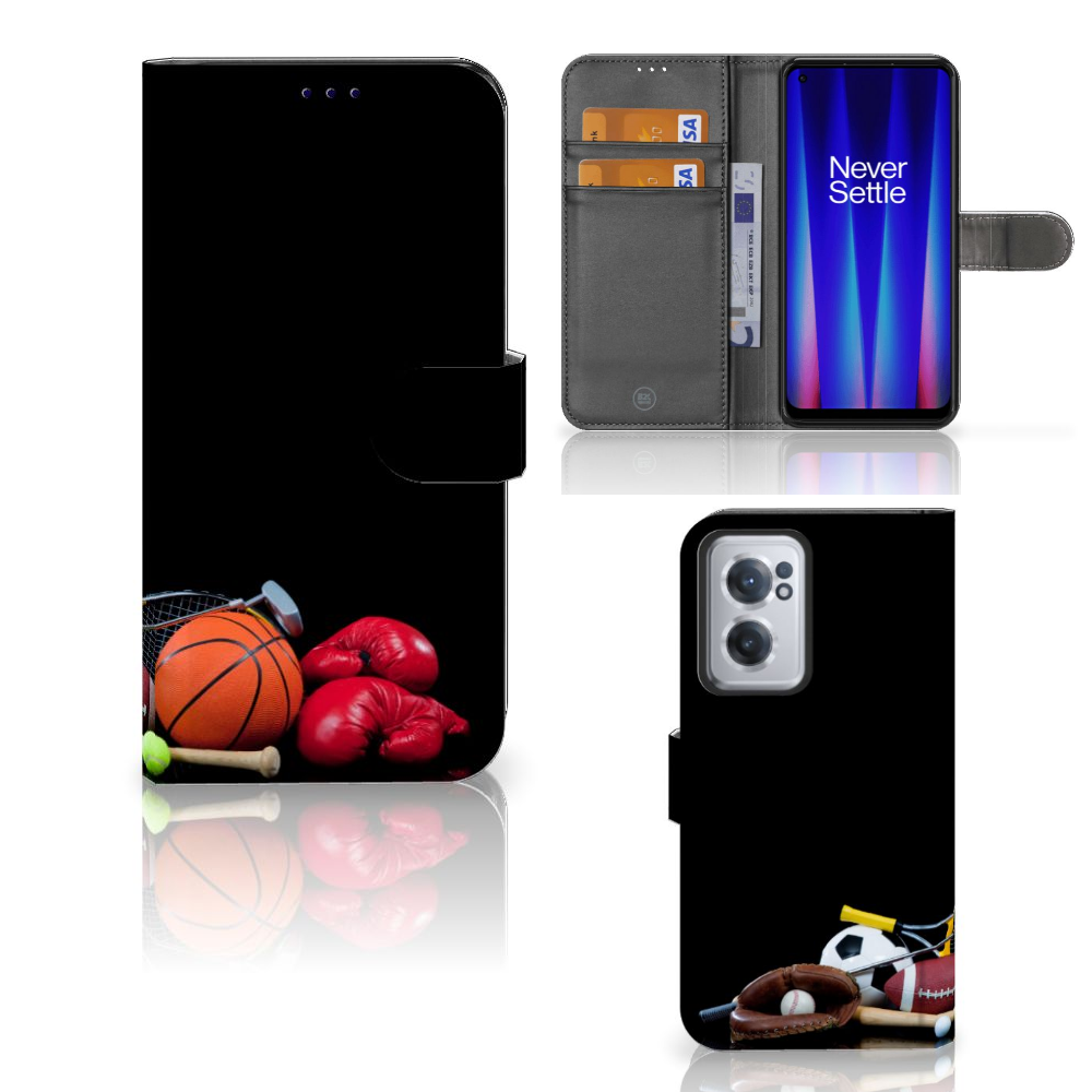 OnePlus Nord CE 2 Wallet Case met Pasjes Sports met sportafbeeldingen en opbergslots voor pasjes