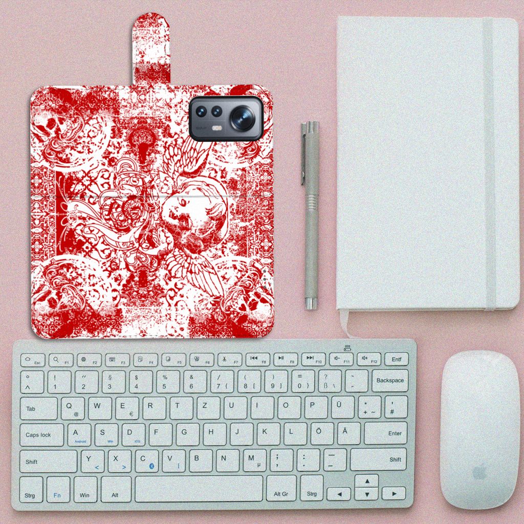 Telefoonhoesje met Naam Xiaomi 12 Pro Angel Skull Rood