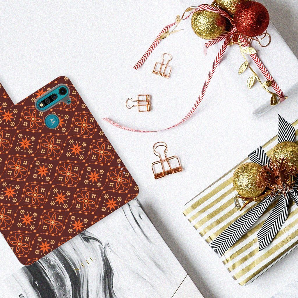Motorola G8 Power Lite Telefoon Hoesje Batik Brown