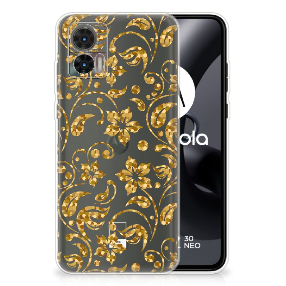 Motorola Edge 30 Neo TPU Case Gouden Bloemen