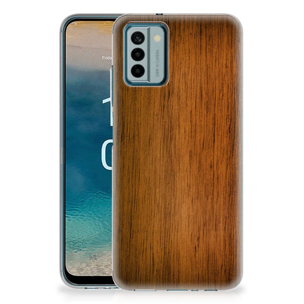 Nokia G22 Bumper Hoesje Donker Hout