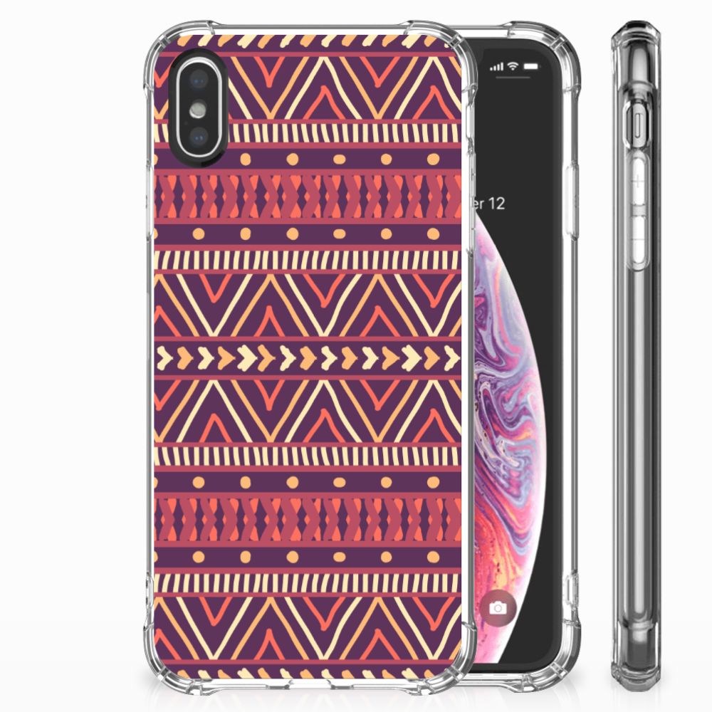 Apple iPhone X | Xs Doorzichtige Silicone Hoesje Aztec Paars