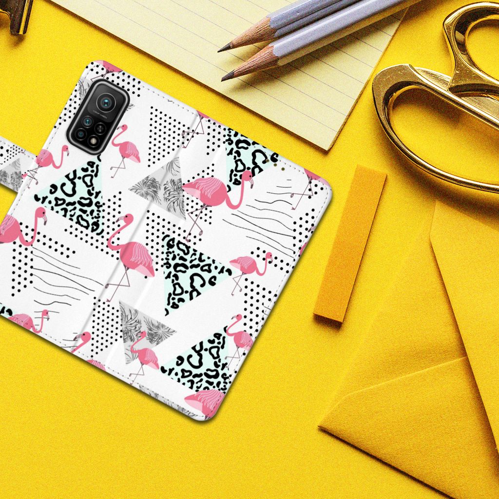 Xiaomi Mi 10T Pro | Mi 10T Telefoonhoesje met Pasjes Flamingo Triangle