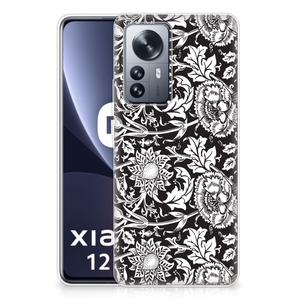 Xiaomi 12 Pro TPU Case Black Flowers