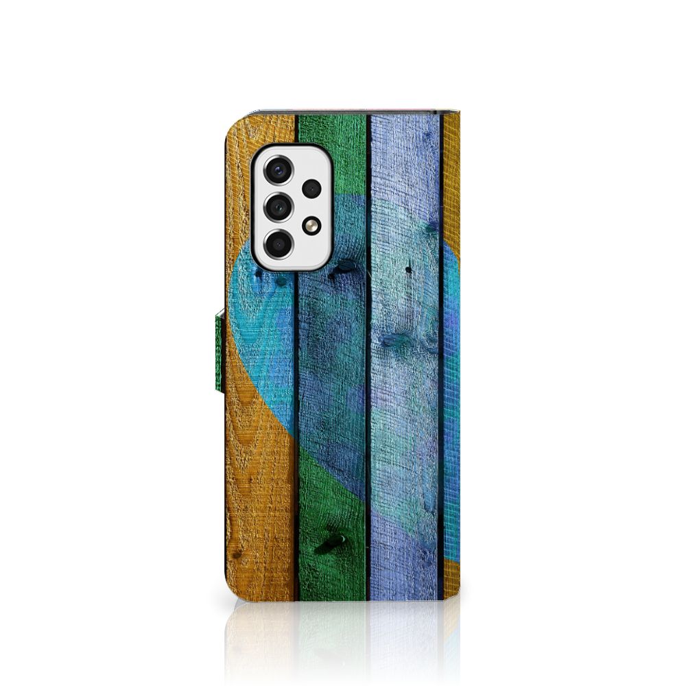 Samsung Galaxy A53 Book Style Case Wood Heart - Cadeau voor je Vriend
