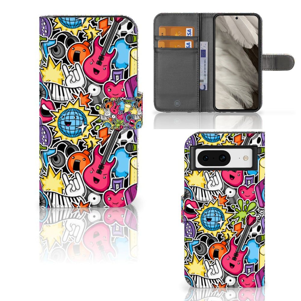 Google Pixel 8 Wallet Case met Pasjes Punk Rock