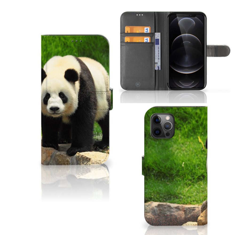 Apple iPhone 12 Pro Max Telefoonhoesje met Pasjes Panda