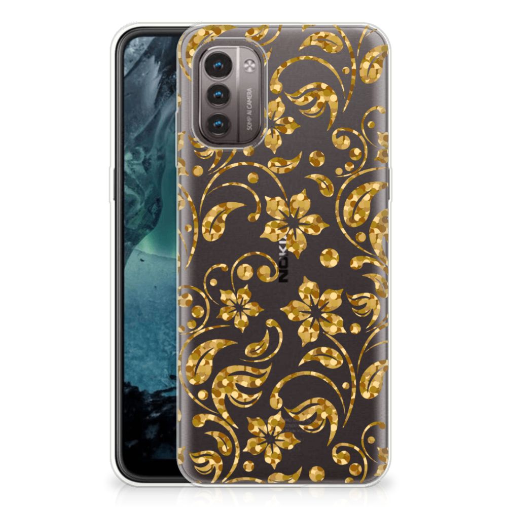 Nokia G21 | G11 TPU Case Gouden Bloemen