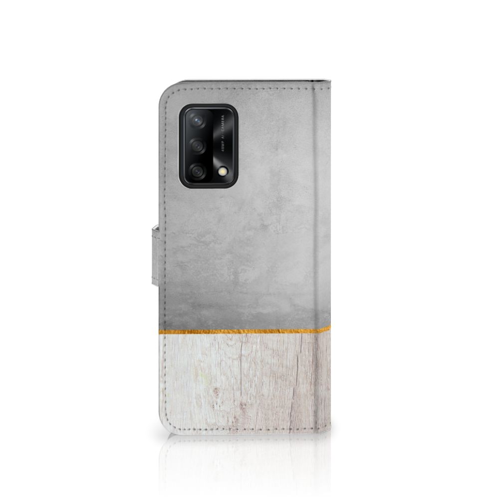 OPPO A74 4G Book Style Case Wood Concrete