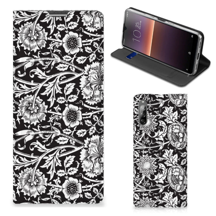 Sony Xperia L4 Smart Cover Black Flowers